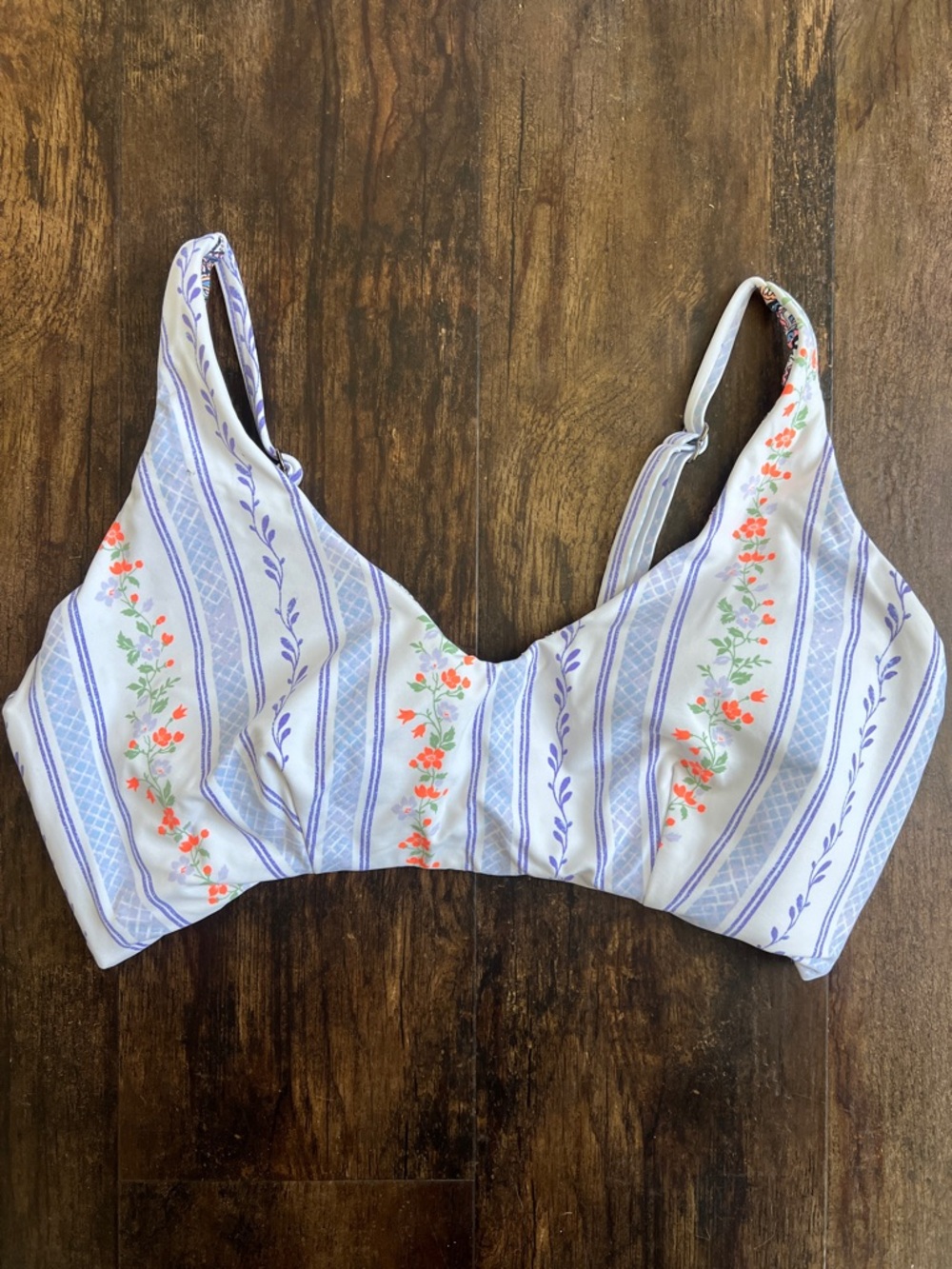 Maaji Antoinette Floral Stripe swim top in Lavender and Coral